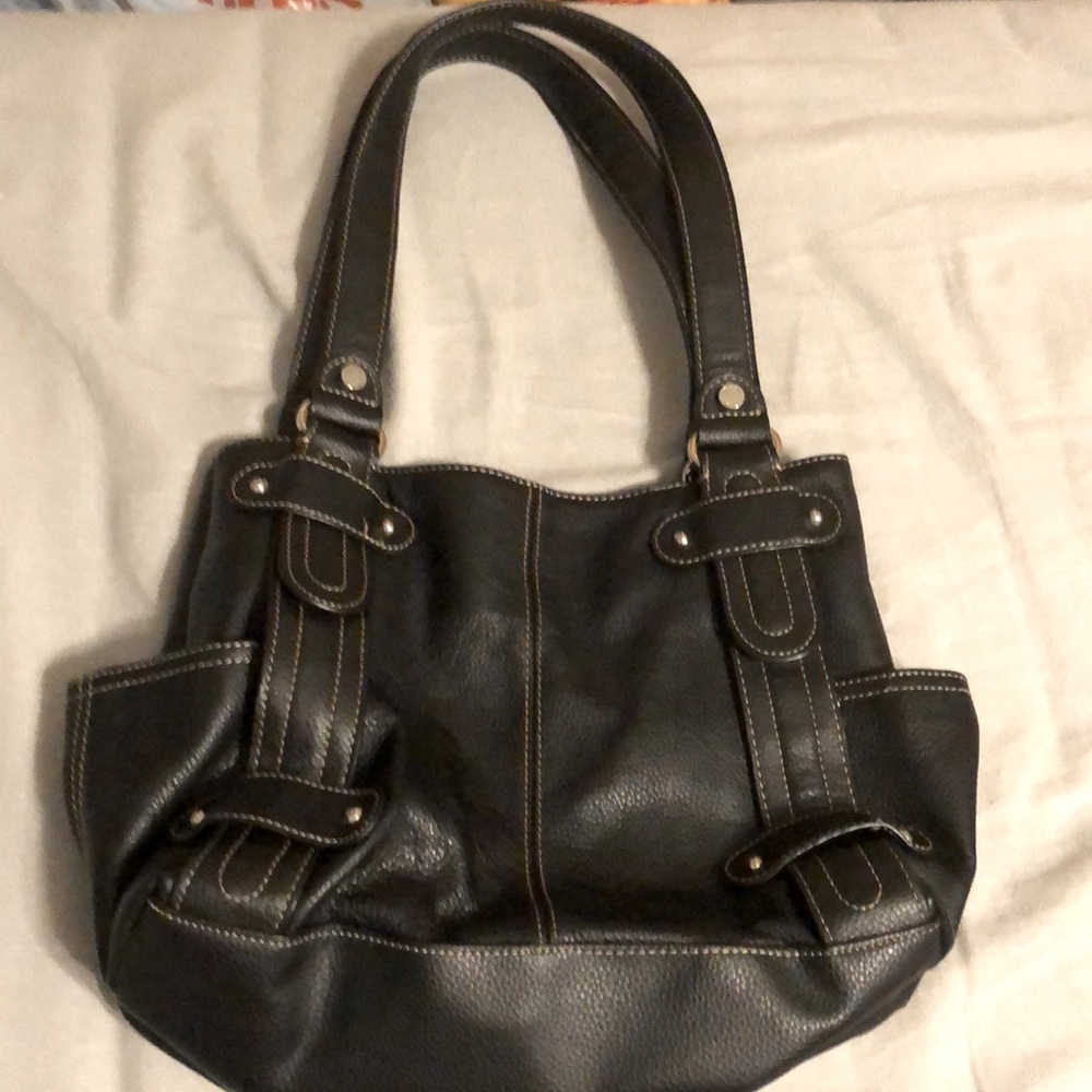 Tignanello perfect 10 studded shopper black purse